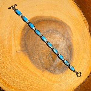 Sterling silver and turquoise inlay bracelet